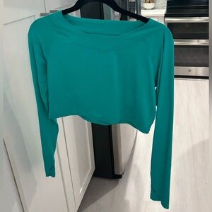 BloqUV Teal Long Sleeve Crop Top